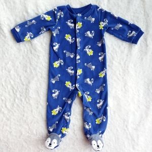 Baby footed jumpsuit Husky puppy print